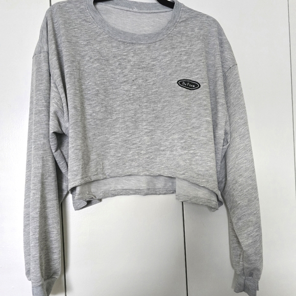 Gray Cropped Oversize Sweat Shirt & Tank Top Set size M-L - Picture 11 of 13